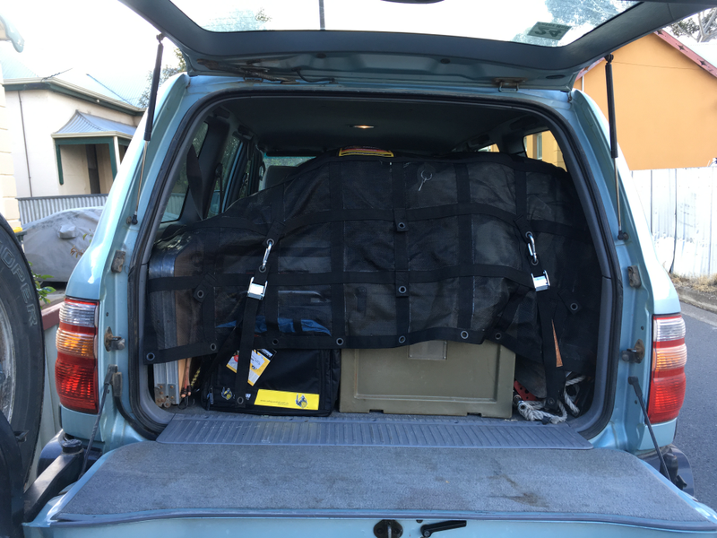 I’ve re-jigged the load slightly. With my army boxes now longitudinally in-line, the fridge alongside. This means all the food stuff is accessible from the tailgate and the Maxtrax and other recovery gear is accesible along each side as the fridge is narrower than the two boxes side by side. Always a work in progress!